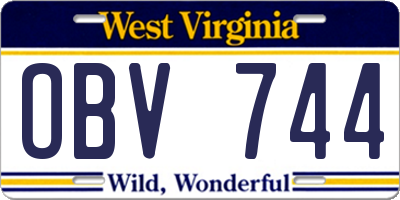 WV license plate OBV744