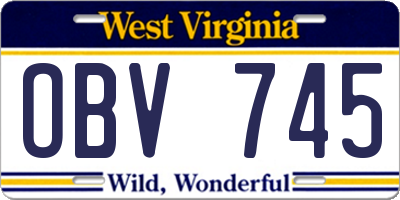 WV license plate OBV745