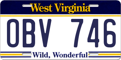 WV license plate OBV746