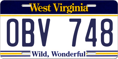 WV license plate OBV748