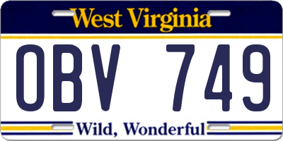 WV license plate OBV749