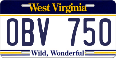WV license plate OBV750