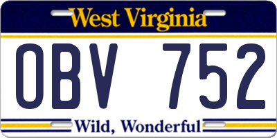 WV license plate OBV752