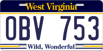 WV license plate OBV753