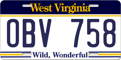 WV license plate OBV758
