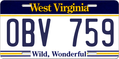 WV license plate OBV759