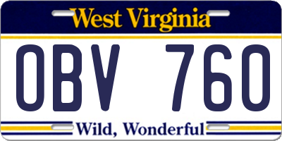 WV license plate OBV760