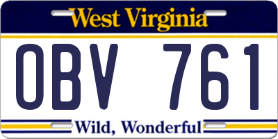 WV license plate OBV761