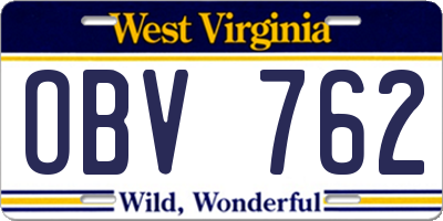 WV license plate OBV762
