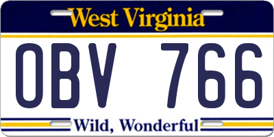 WV license plate OBV766