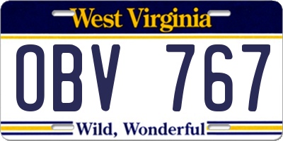 WV license plate OBV767