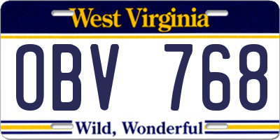 WV license plate OBV768
