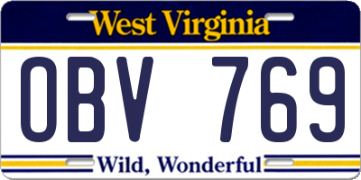 WV license plate OBV769