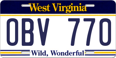 WV license plate OBV770