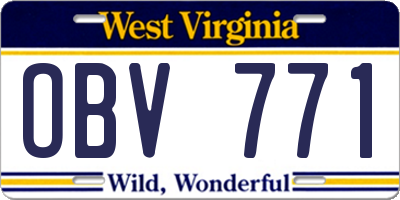 WV license plate OBV771