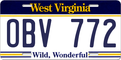 WV license plate OBV772
