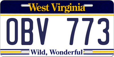 WV license plate OBV773