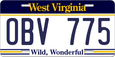 WV license plate OBV775