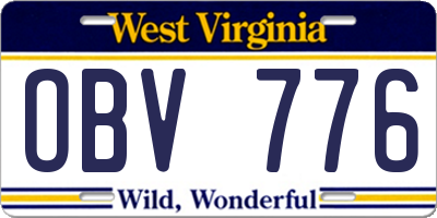 WV license plate OBV776