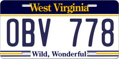 WV license plate OBV778