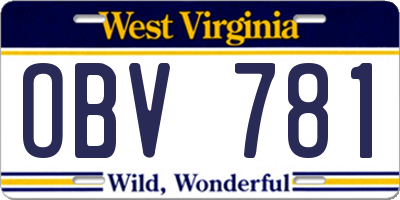 WV license plate OBV781