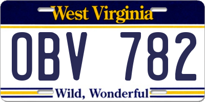 WV license plate OBV782