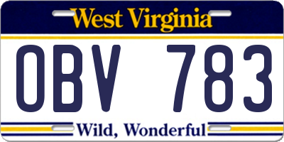 WV license plate OBV783