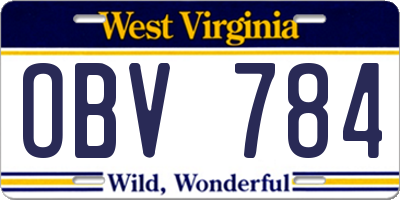 WV license plate OBV784