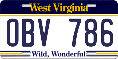 WV license plate OBV786