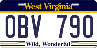 WV license plate OBV790