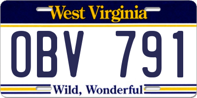 WV license plate OBV791