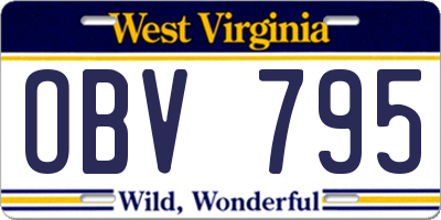 WV license plate OBV795