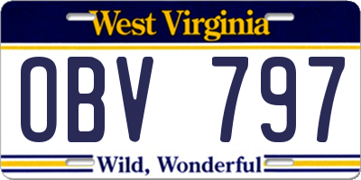 WV license plate OBV797
