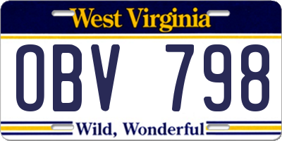 WV license plate OBV798