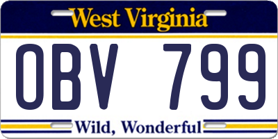 WV license plate OBV799