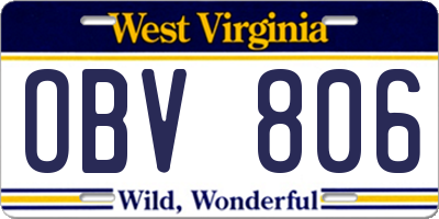WV license plate OBV806