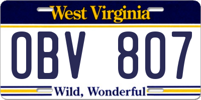 WV license plate OBV807
