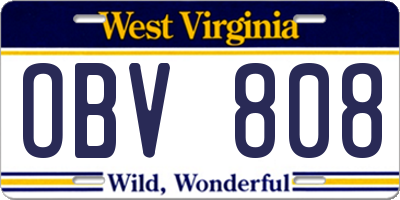 WV license plate OBV808
