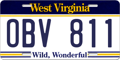 WV license plate OBV811