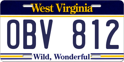 WV license plate OBV812