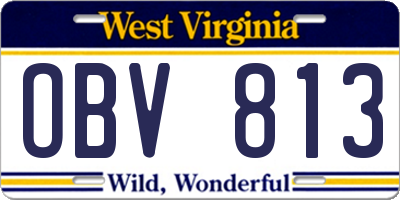 WV license plate OBV813