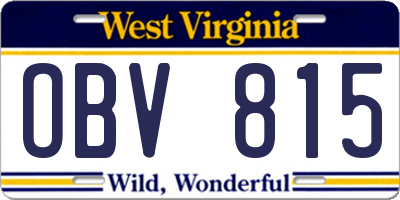 WV license plate OBV815