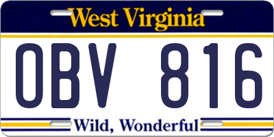 WV license plate OBV816