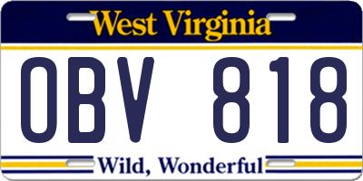 WV license plate OBV818