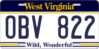 WV license plate OBV822