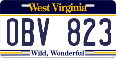 WV license plate OBV823