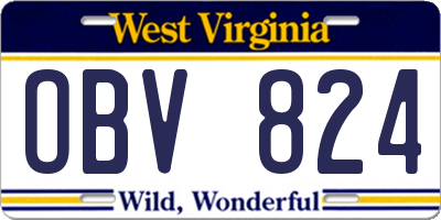 WV license plate OBV824