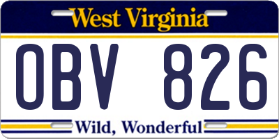 WV license plate OBV826