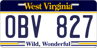 WV license plate OBV827