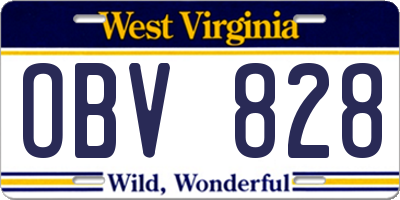 WV license plate OBV828